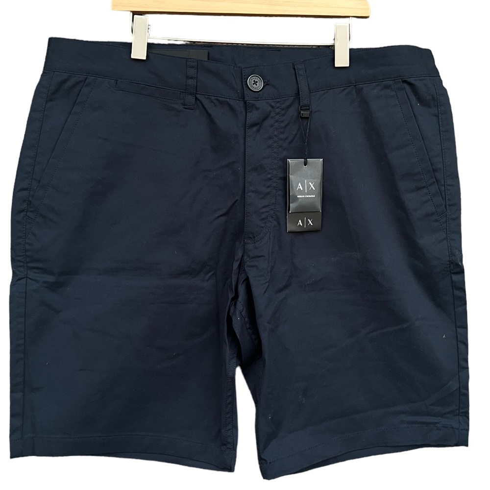 Armani Exchange Bermuda Shorts Navy Blue Size 36 NWT!